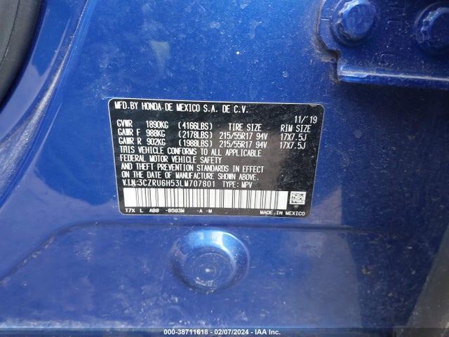 Honda Hr-v Awd Ex 2020 3CZRU6H53LM707801 Image 9