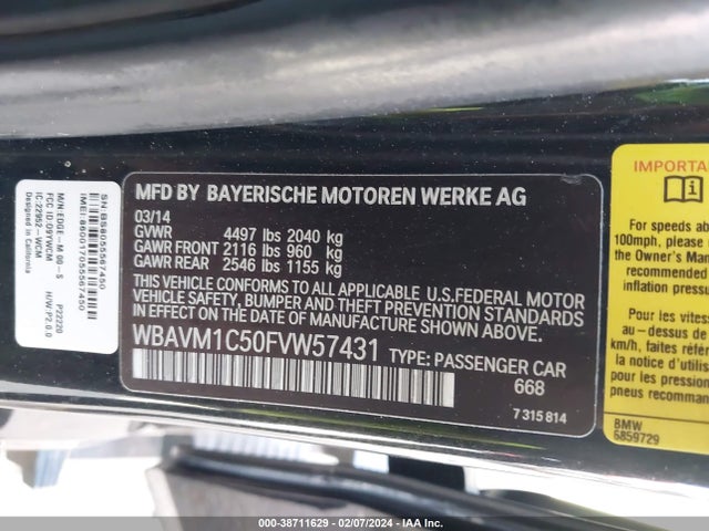 BMW X1 Sdrive28i 2015 WBAVM1C50FVW57431 Image 9