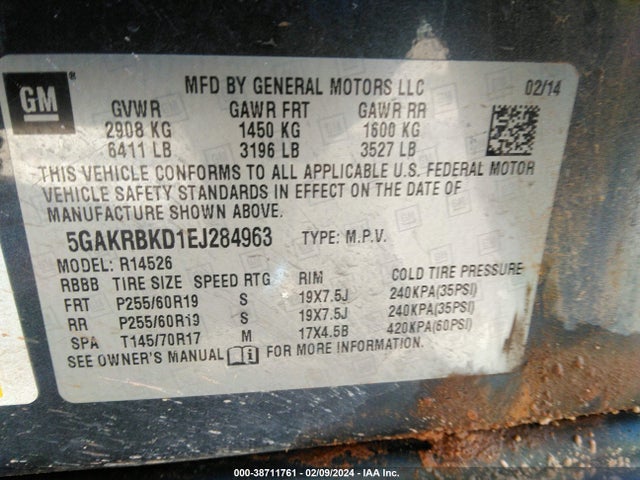 Buick Enclave Leather 2014 5GAKRBKD1EJ284963 Image 9