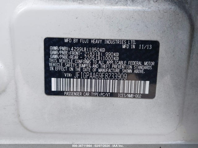Subaru Impreza 2.0i 2014 JF1GPAA69E8233909 Image 9