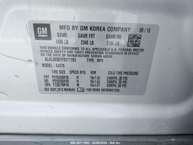 Buick Encore Convenience 2015 KL4CJBSB7FB271763 Image 9