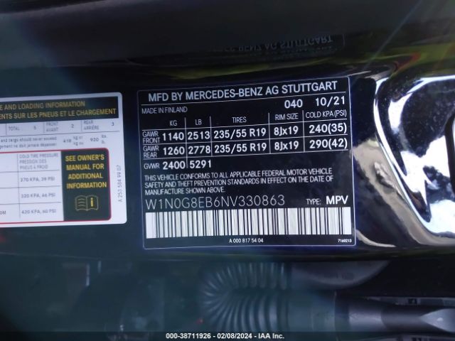 W1N0G8EB6NV330863 Mercedes-Benz Glc 300 4matic Suv