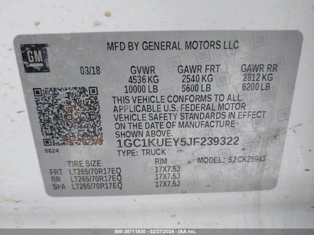 Chevrolet Silverado 2500hd Wt 2018 1GC1KUEY5JF239322 Image 9