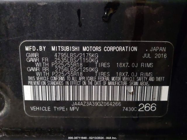 2016 MITSUBISHI OUTLANDER JA4AZ3A39GZ064266 Photo 8