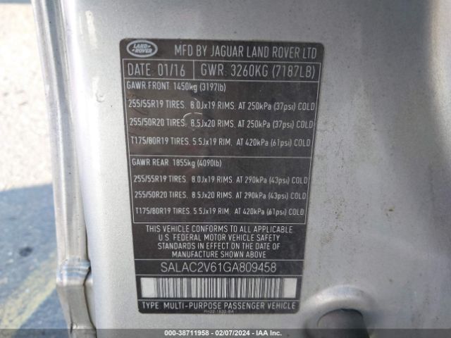SALAC2V61GA809458 Land Rover LR4