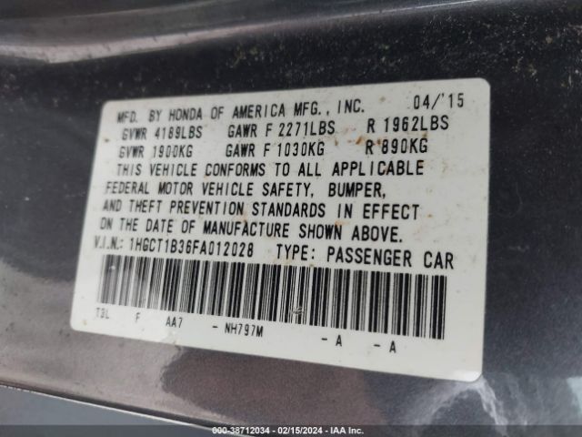 1HGCT1B36FA012028 Honda Accord Lx-s