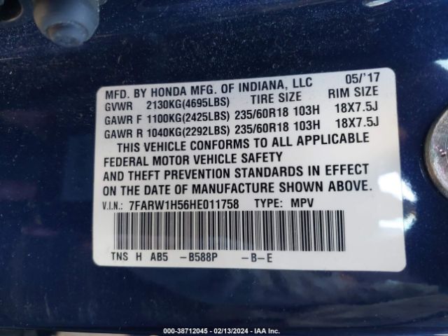 7FARW1H56HE011758 Honda CR-V EX