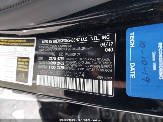 55SWF8GB2HU221674 Mercedes-Benz Amg C 63