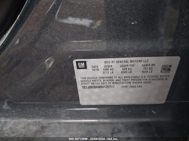 Chevrolet Sonic Lt Auto 2017 1G1JD6SH4H4125711 Image 9