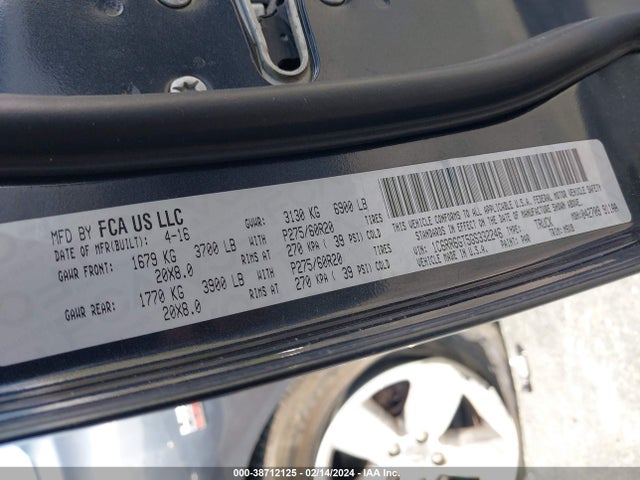 RAM 1500 Big Horn 2016 1C6RR6GT5GS332246 Image 9
