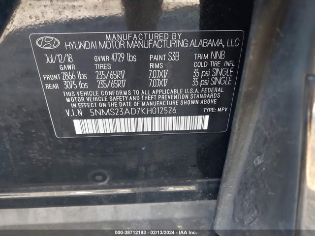 Hyundai Santa Fe Se 2019 5NMS23AD7KH012526 Image 9