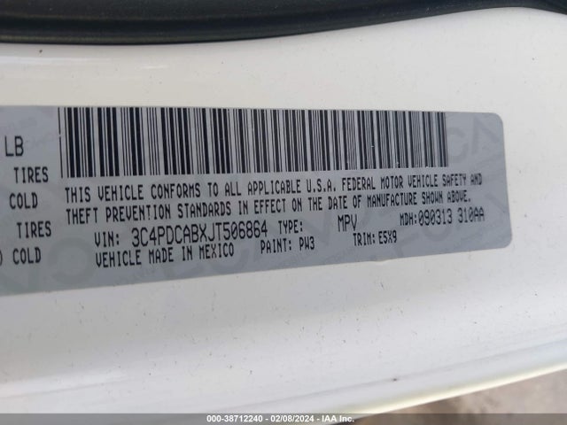 Dodge JOURNEY SE 2018 3C4PDCABXJT506864 Image 9