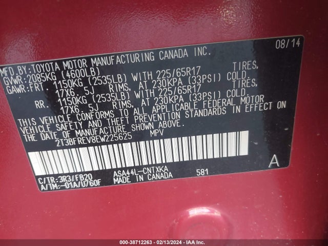 Toyota RAV4 LE 2014 2T3BFREV8EW225625 Image 9