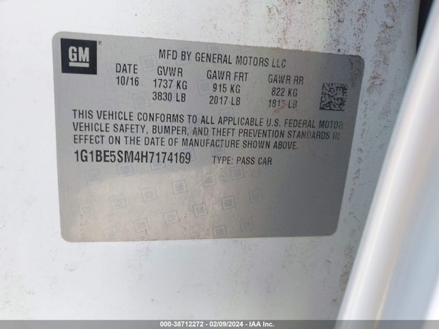 Chevrolet Cruze Lt Auto 2017 1G1BE5SM4H7174169 Image 9