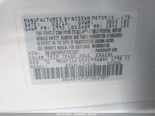 Nissan SENTRA S 2015 3N1AB7AP4FY261927 Image 9