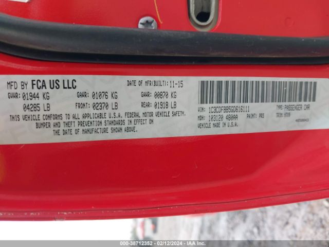 1C3CDFBB5GD616111 Dodge DART SXT