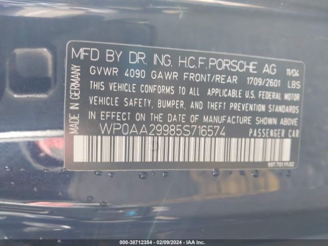 2005 PORSCHE 911 WP0AA29985S716574 Photo 8