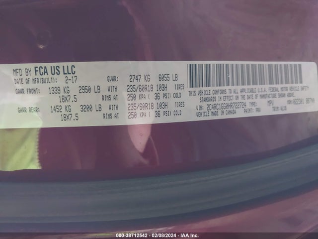 Chrysler Pacifica Limited 2017 2C4RC1GG0HR722724 Image 9