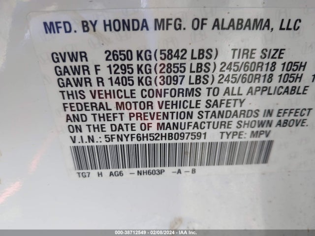 Honda Pilot Ex-l 2017 5FNYF6H52HB097591 Image 9