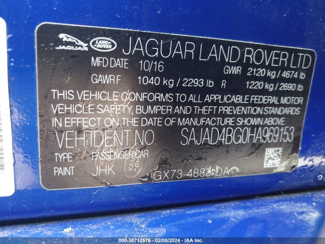 2017 JAGUAR XE SAJAD4BG0HA969153 Photo 8