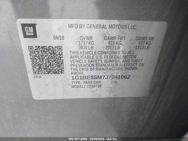 Chevrolet Cruze Lt Auto 2018 1G1BE5SM7J7241062 Image 9