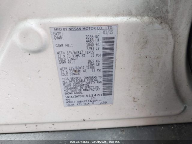 5N1AT2MT0FC813420 Nissan ROGUE S