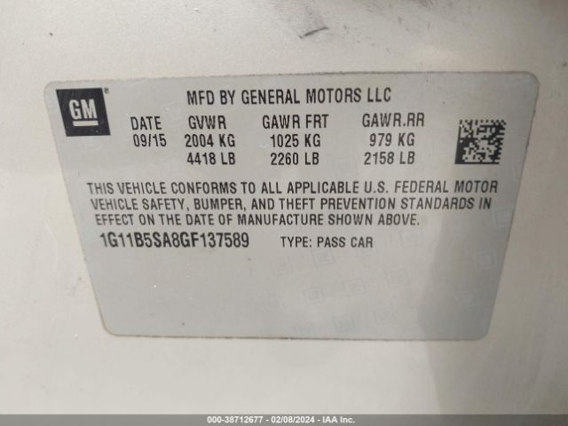 1G11B5SA8GF137589 Chevrolet Malibu Limited Ls