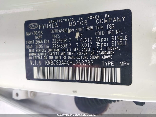 Hyundai TUCSON SE 2017 KM8J33A40HU263782 Image 9
