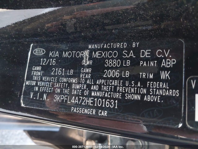 KIA FORTE LX 2017 3KPFL4A72HE101631 Image 9