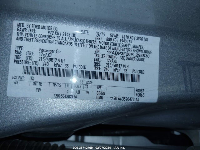 Ford FOCUS SE 2015 1FADP3F26FL293830 Image 9