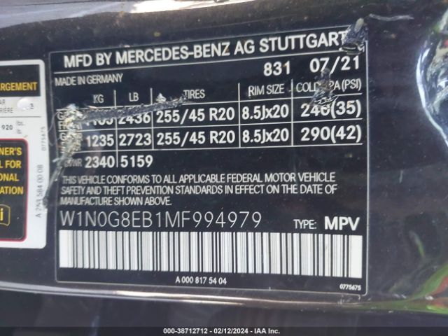 W1N0G8EB1MF994979 Mercedes-Benz Glc 300 4matic Suv