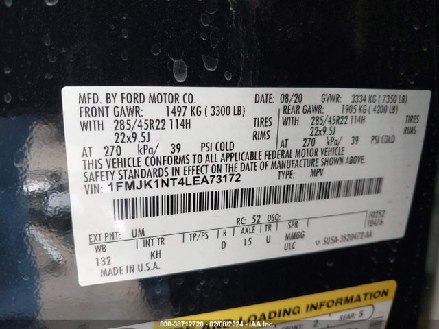 Ford Expedition King Ranch Max 2020 1FMJK1NT4LEA73172 Image 9
