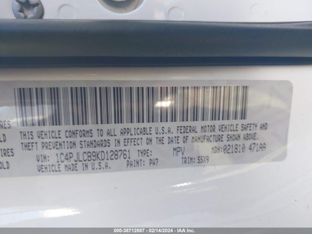 1C4PJLCB9KD128761 Jeep Cherokee Latitude Fwd