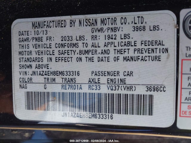 Nissan 370Z 2014 JN1AZ4EH8EM633316 Image 9