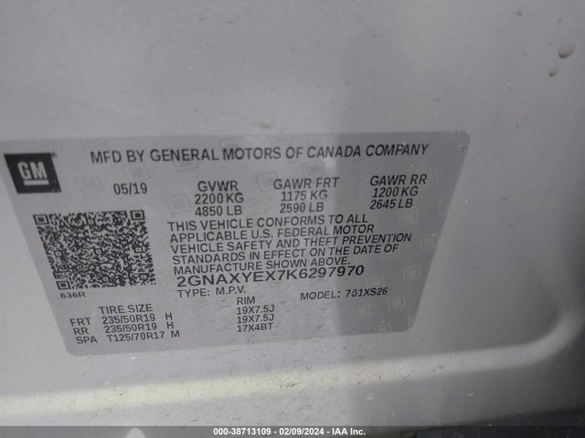Chevrolet Equinox Premier 2019 2GNAXYEX7K6297970 Image 9