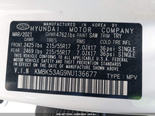 2022 HYUNDAI KONA ELECTRIC KM8K53AG9NU136677 Photo 8