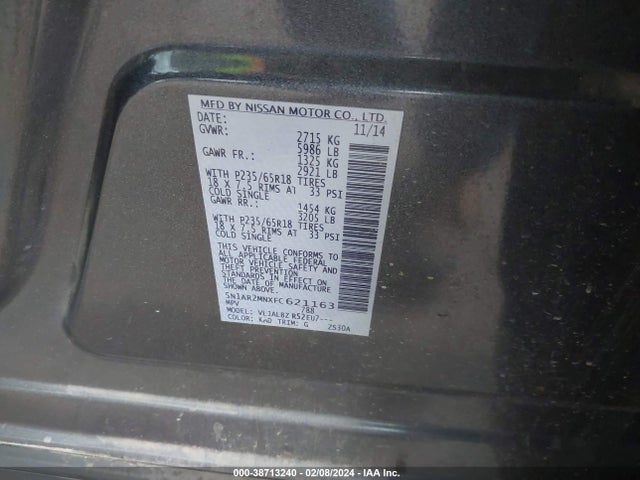 Nissan Pathfinder S 2015 5N1AR2MNXFC621163 Image 9