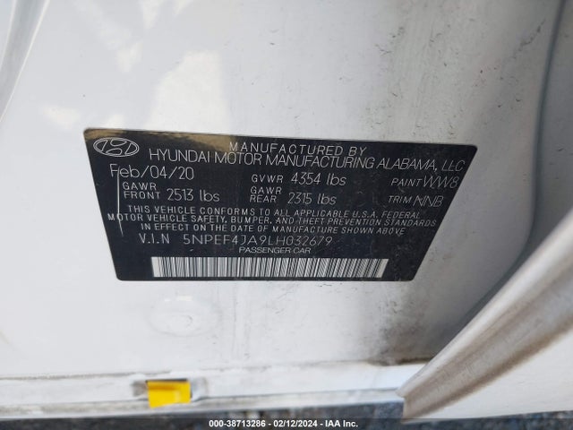Hyundai SONATA SEL 2020 5NPEF4JA9LH032679 Image 9