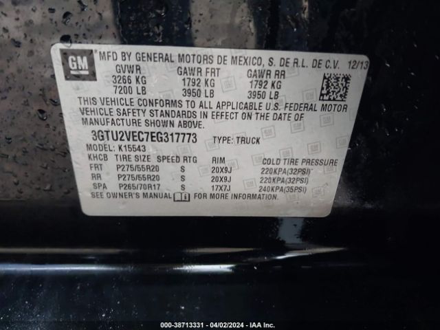 3GTU2VEC7EG317773 GMC Sierra 1500 Slt