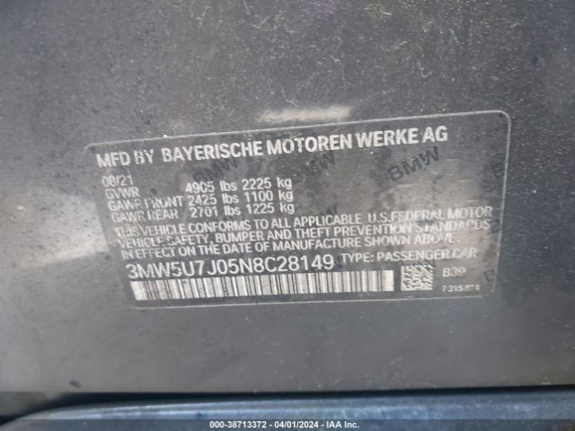 3MW5U7J05N8C28149 BMW 3 Series M340i