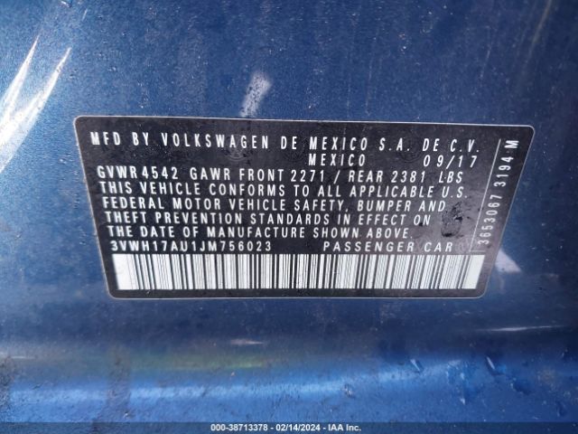 3VWH17AU1JM756023 Volkswagen Golf Alltrack Tsi S/tsi Se/tsi Sel