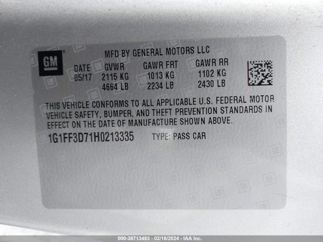 Chevrolet Camaro 1ss 2017 1G1FF3D71H0213335 Image 9