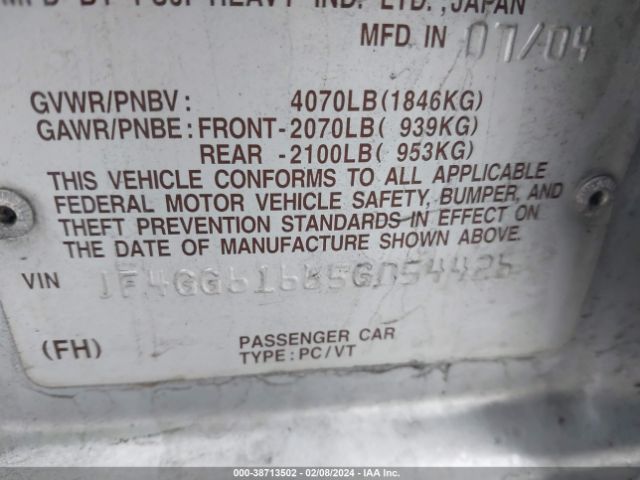 2005 SAAB 9-2X JF4GG61665G054426 Photo 8