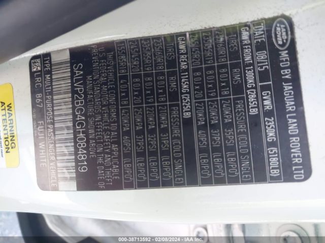 SALVP2BG4GH084819 Land Rover Range Rover Evoque Se/se Premium