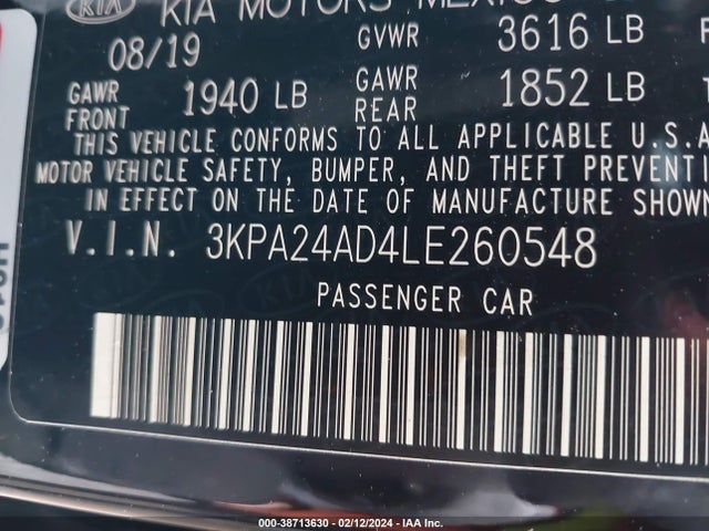 KIA RIO LX 2020 3KPA24AD4LE260548 Image 9
