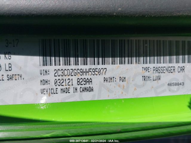 2C3CDZGG9HH595077 Dodge Challenger Gt