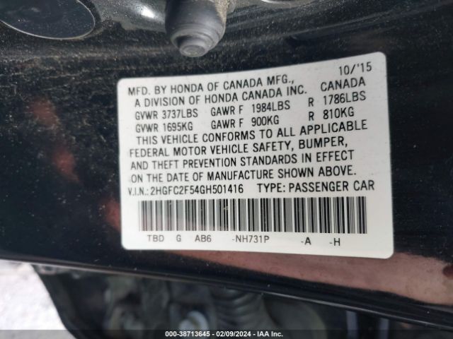 2HGFC2F54GH501416 Honda Civic Lx