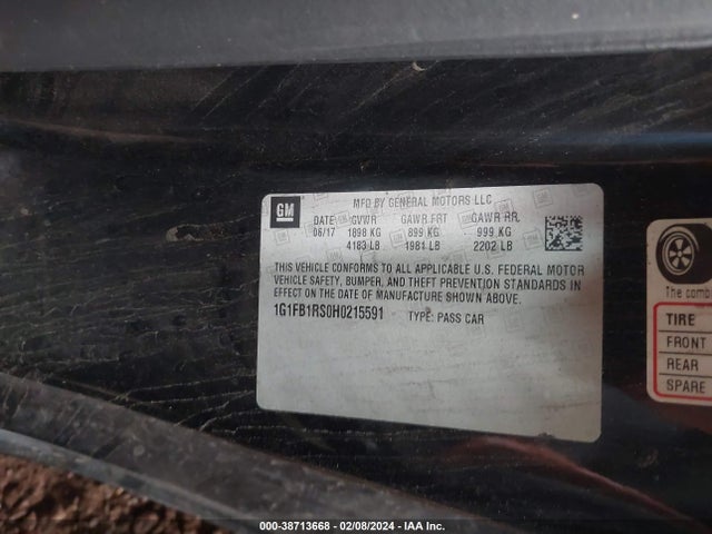 Chevrolet Camaro 1lt 2017 1G1FB1RS0H0215591 Image 9