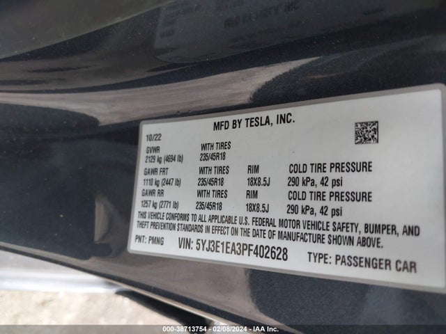 Tesla Model 3 Rear-wheel Drive 2023 5YJ3E1EA3PF402628 Image 9