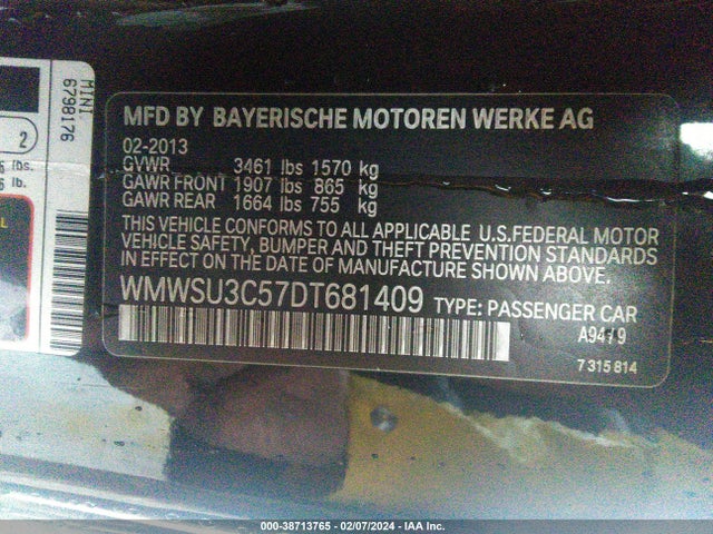 2013 MINI HARDTOP WMWSU3C57DT681409 Photo 8